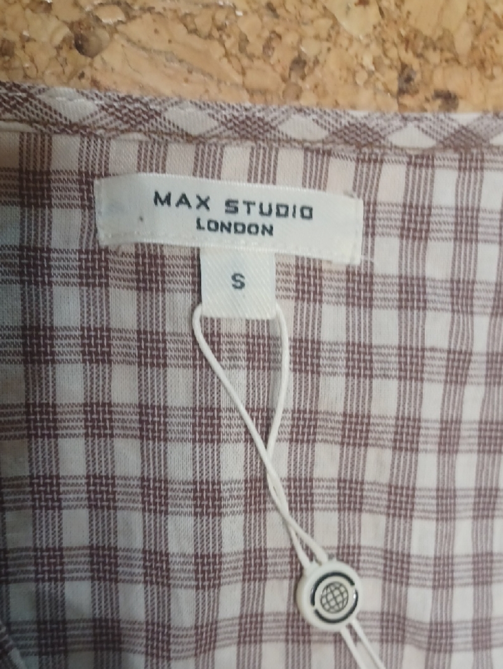 Max Studio Sleeveless Brown/Tan Gingham Maxi Dress Size S NWT - Picture 4 of 8